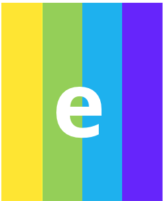 A "lowercase e" button that is a composite of the smaller, interstitial "lowercase e" buttons that separate each capital letter button from the next.