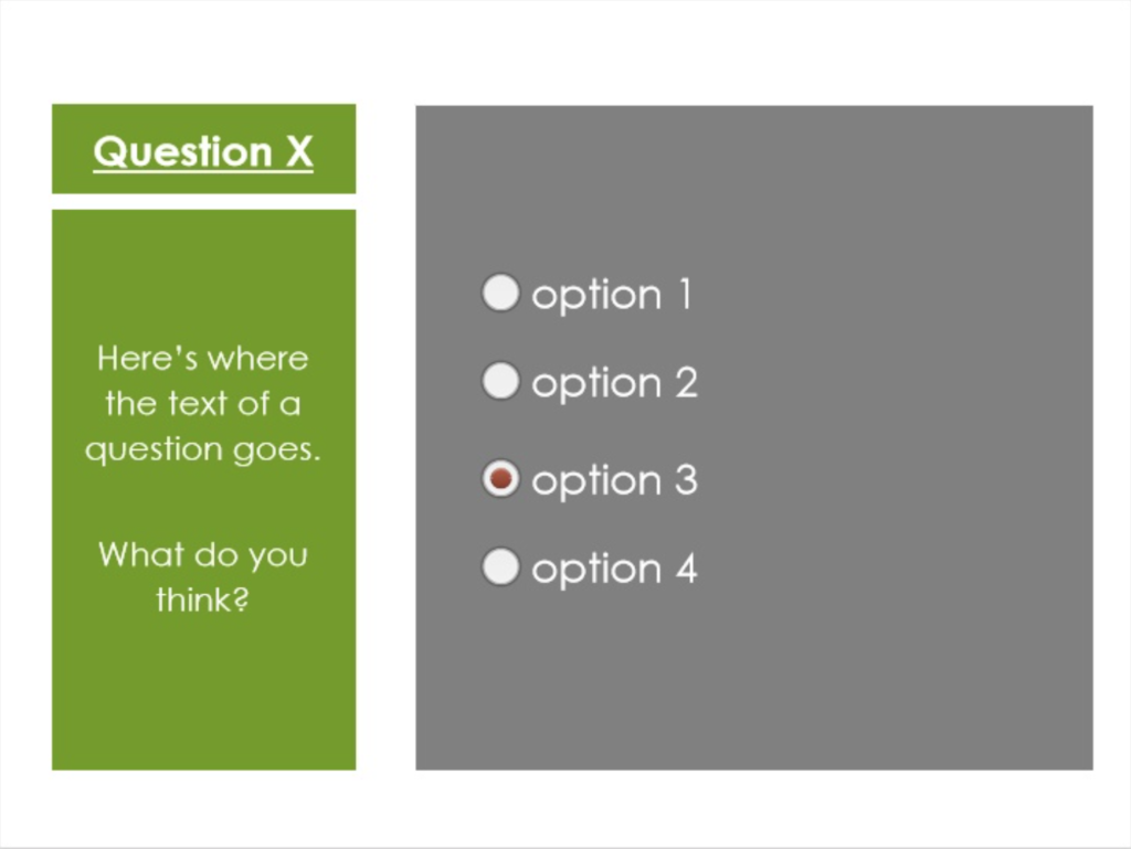 A sample quiz question slide.